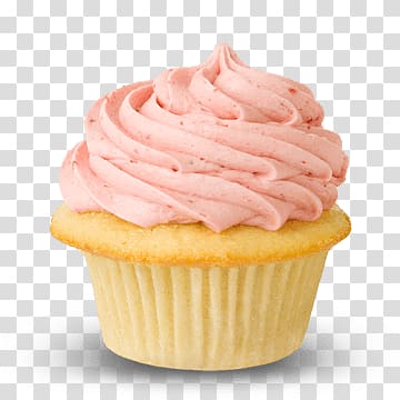 cupcake with pink icing, Cupcake Vanilla transparent background PNG clipart