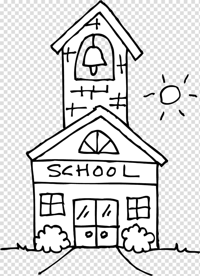 School Black and white Outline , School Outline transparent background PNG clipart