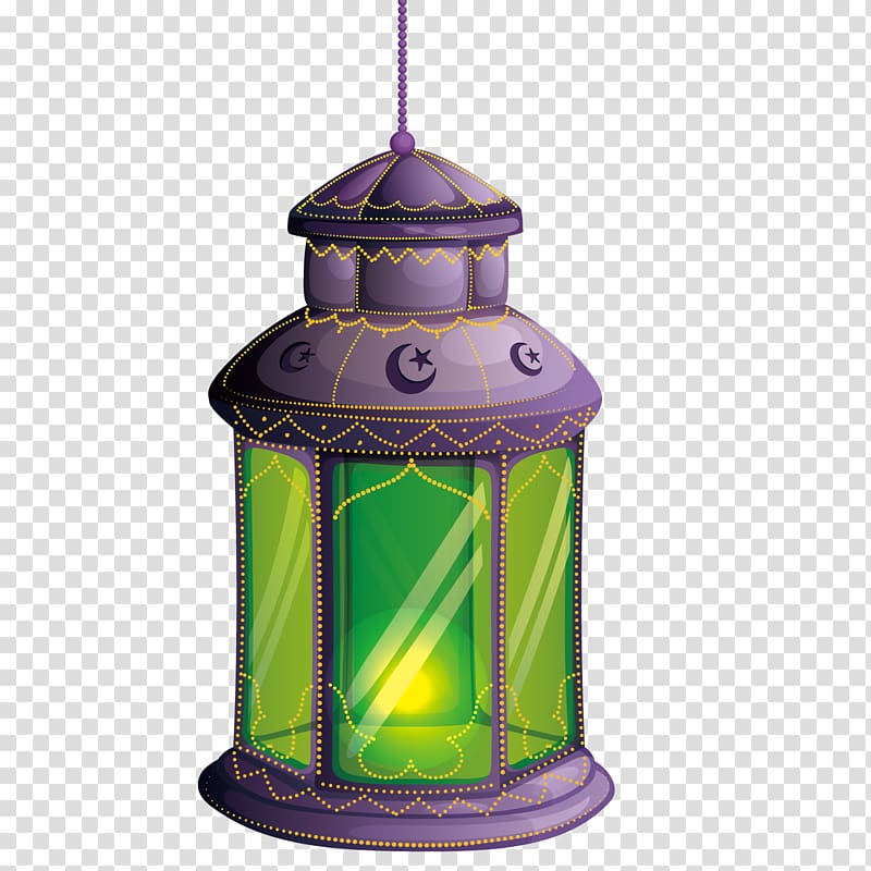 purple and green candle holder illustration, Ramadan Illustration, Dream Light Source Lantern transparent background PNG clipart
