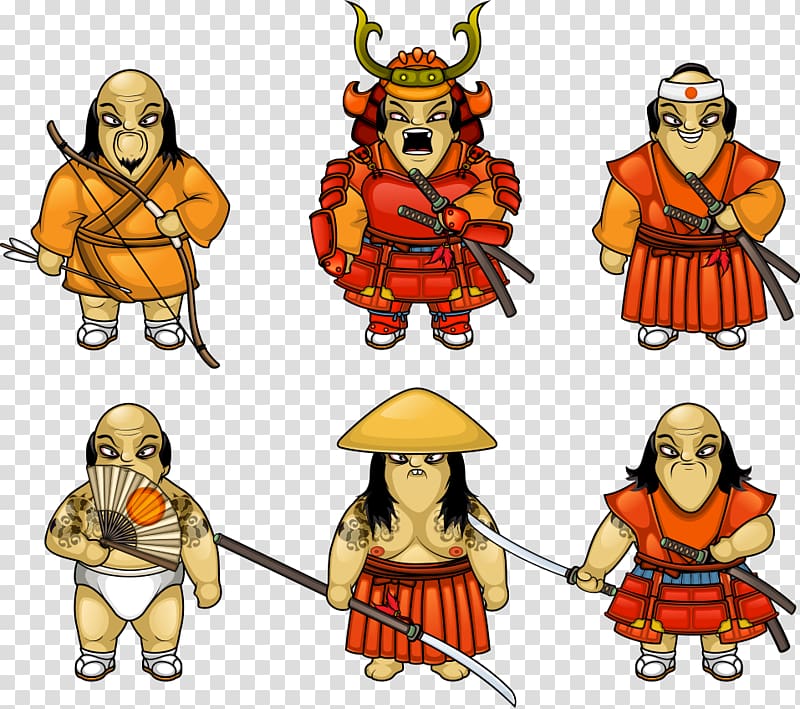 Samurai Warrior Ninja, Japanese cartoon samurai transparent background PNG clipart