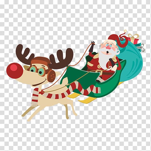 Santa Claus Christmas Animation Drawing, Sitting in the carriage of the Santa grandfather transparent background PNG clipart
