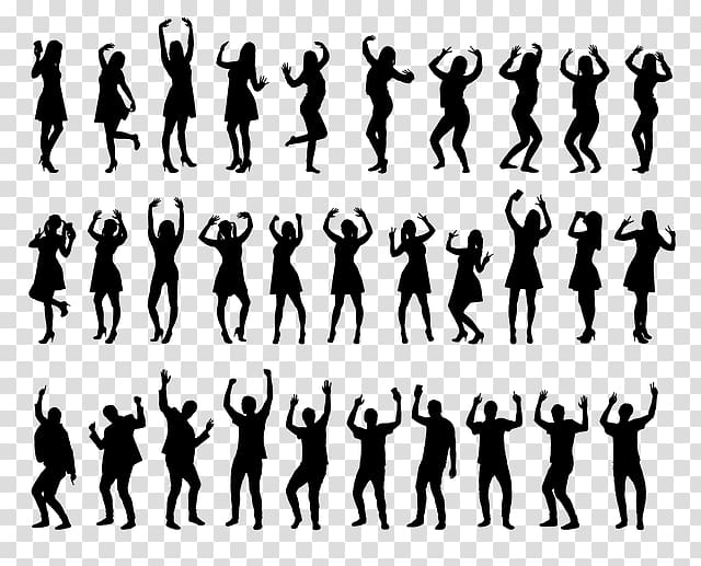 Silhouette Dance Art , people jubilating silohouette transparent background PNG clipart