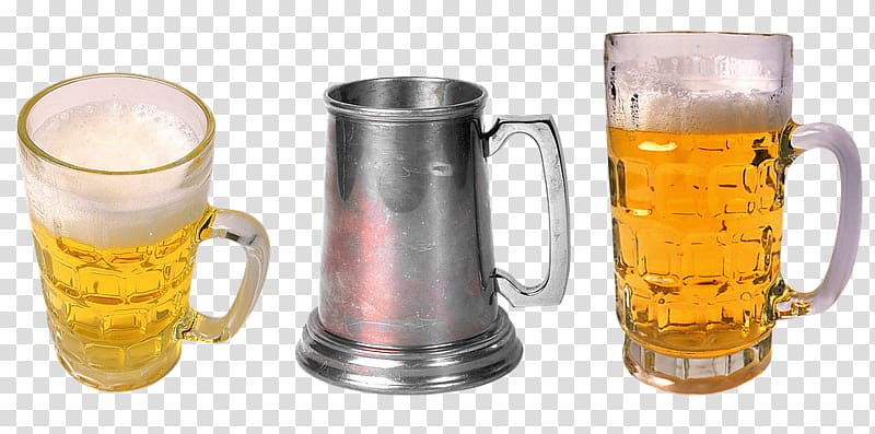 Beer stein Wine Alcoholic drink, Three beer mug transparent background PNG clipart