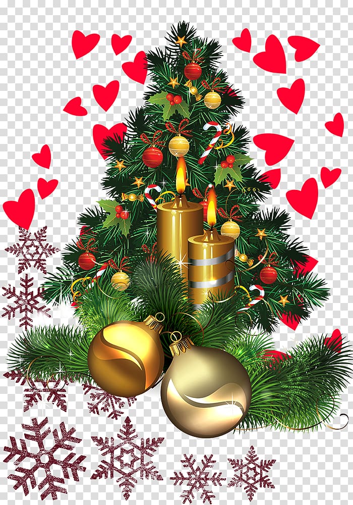 Christmas tree Gift, Christmas tree covered with gifts and red love transparent background PNG clipart