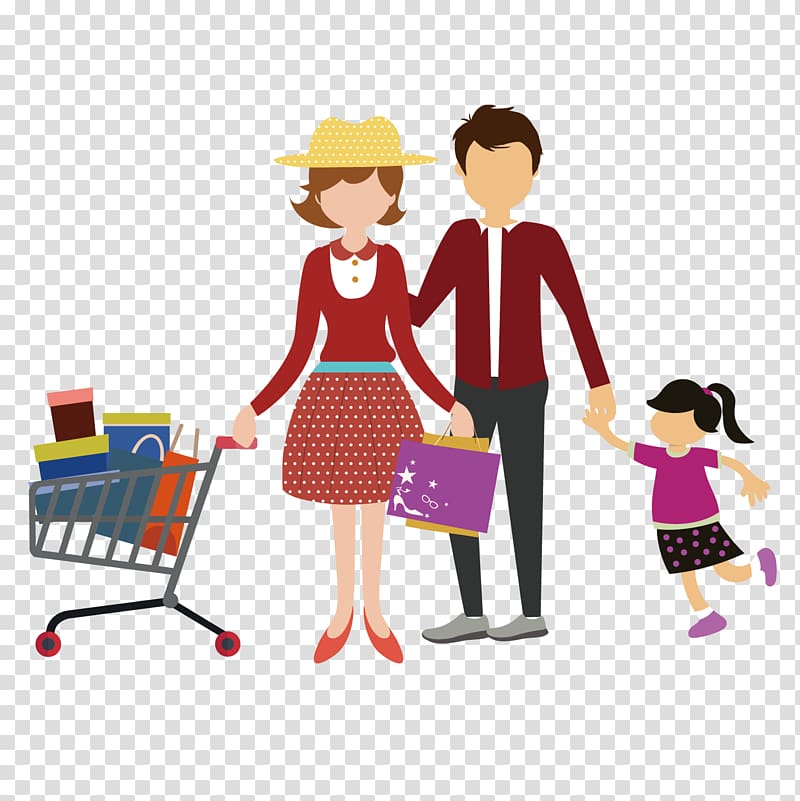 Shopping cart Family , Shopping for a family transparent background PNG clipart