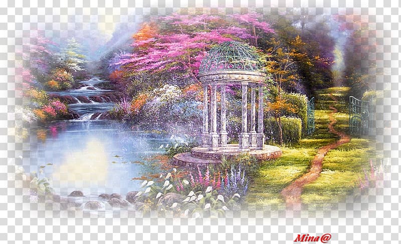 The Garden of Prayer Painting Thomas Kinkade Painter of Light Address Book Desktop , painting transparent background PNG clipart