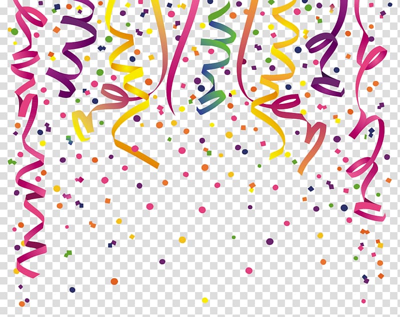 party ribbon artwork, Party Birthday Feestversiering , confetti creative transparent background PNG clipart