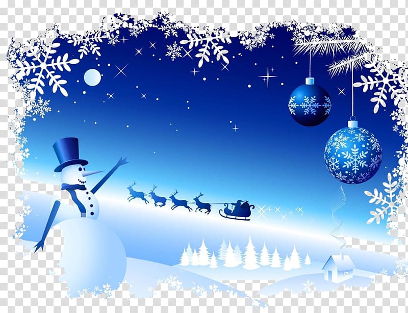 Snowman Snowflake Christmas, Winter snowman elk scene transparent background PNG clipart