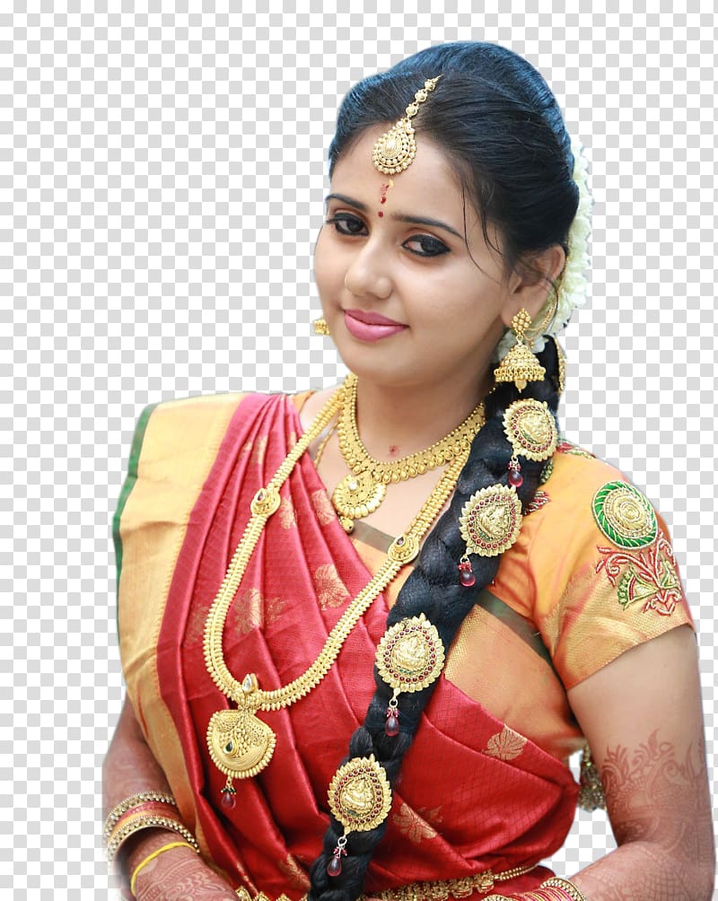 woman wearing orange dress , Jewellery Sari Model Bride Wedding dress, indian transparent background PNG clipart