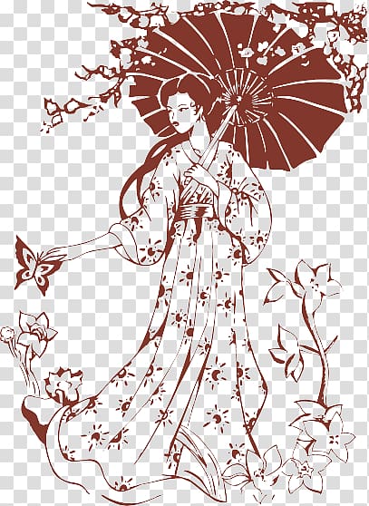 Floral design Illustration, Women with flower transparent background PNG clipart