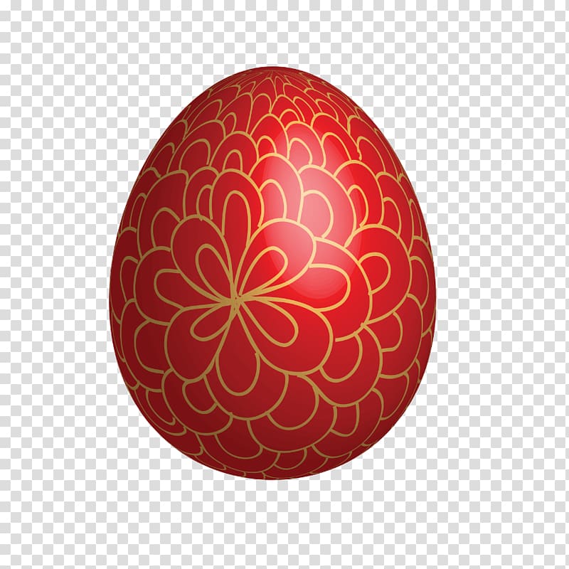 red and brown floral egg, Red Easter egg Easter Bunny, Large Red Easter Egg With Gold Ornaments transparent background PNG clipart
