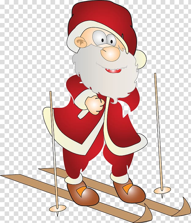 Santa Claus Christmas Cartoon Illustration, Cute Santa Claus ski material transparent background PNG clipart