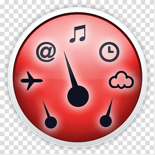 red analog gauge illustration, smiley clock icon, Dashboard transparent background PNG clipart