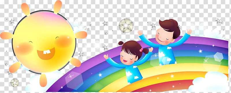 Child Cartoon Rainbow Illustration, cartoon rainbow children transparent background PNG clipart