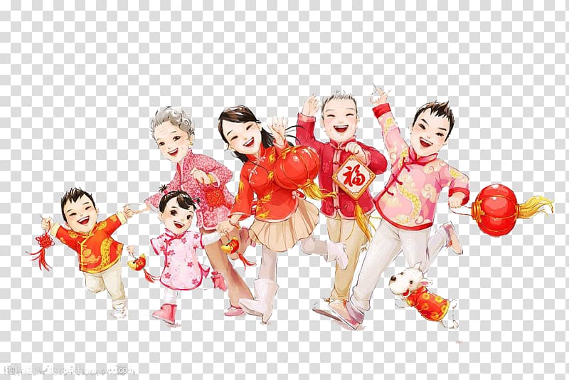 boy and girl dancing , China Chinese New Year New Years Day Taboo Convention, Happy New Year family transparent background PNG clipart