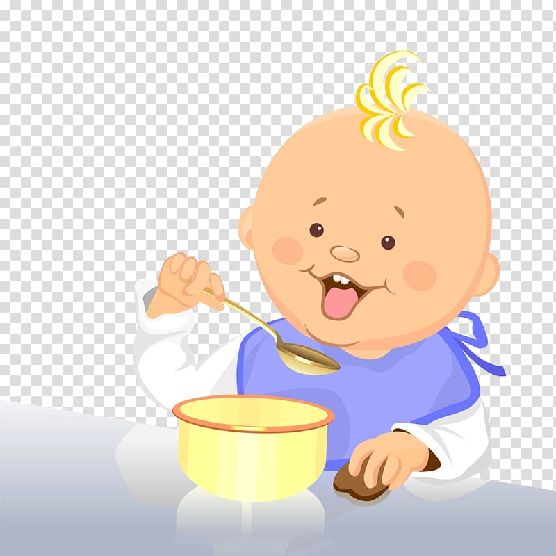 Eating Infant Cartoon , Holding a spoon to eat baby transparent background PNG clipart