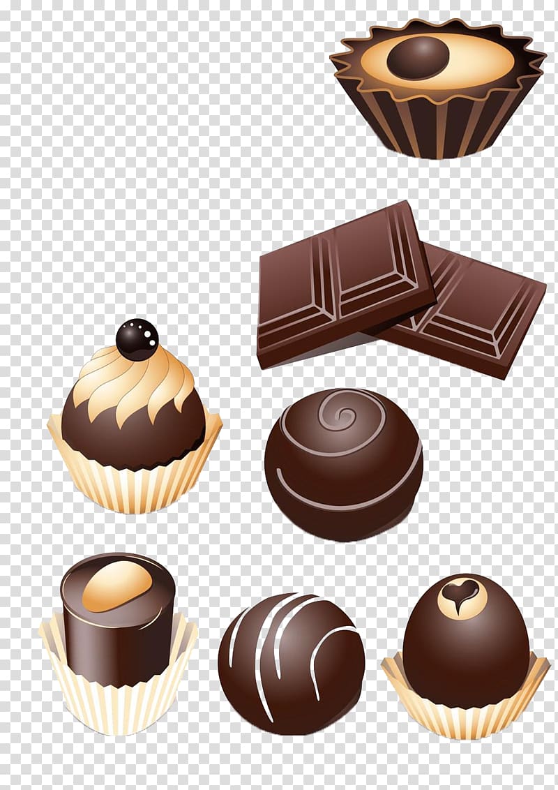 Chocolate truffle Chocolate bar Chocolate pudding, A wide range of tempting chocolate material transparent background PNG clipart