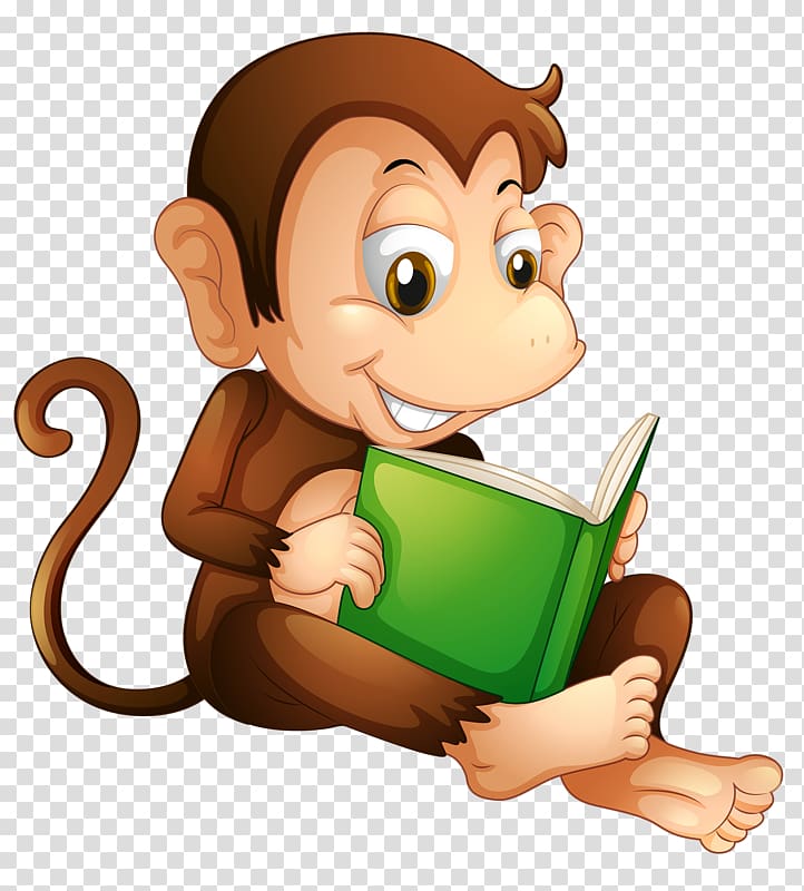Reading Book , Reading monkey transparent background PNG clipart
