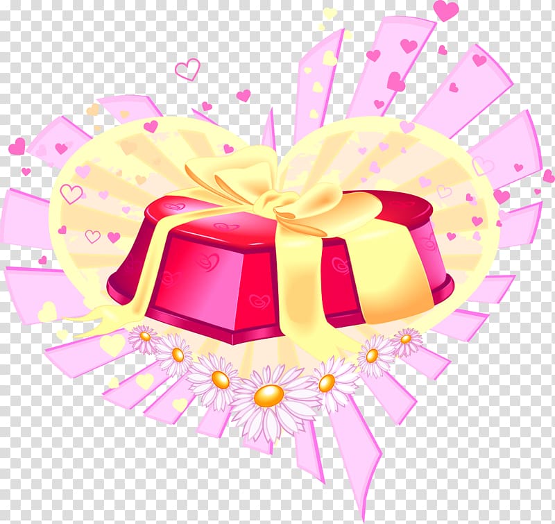 cartoon valentine gift box heart-shaped appearance and material transparent background PNG clipart