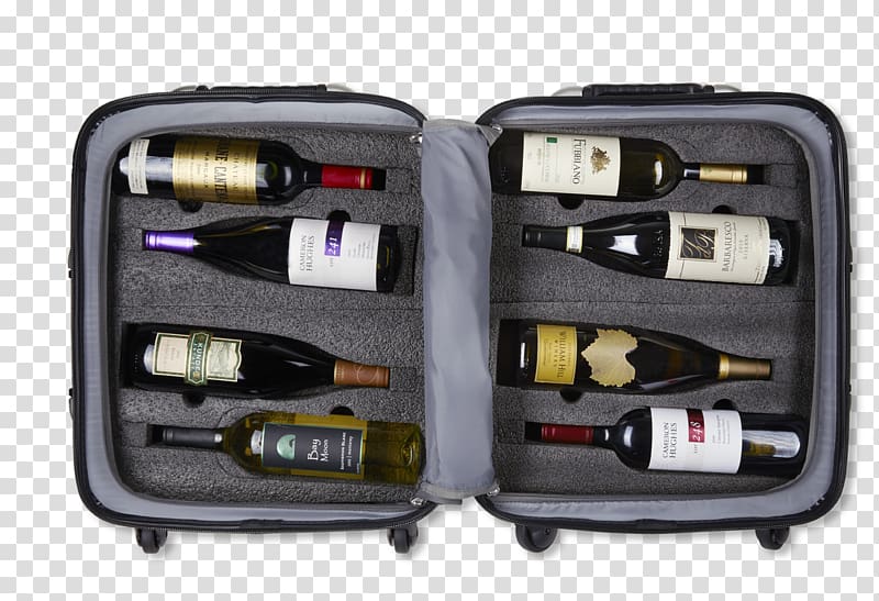 Wine Air travel Suitcase Bottle Baggage, suitcase transparent background PNG clipart