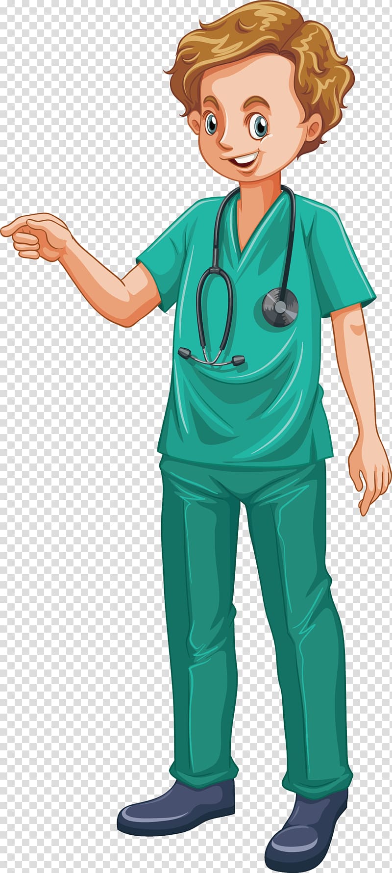 man in green medical scrub suit, Dog Cat Veterinarian Illustration, hand-painted doctor transparent background PNG clipart