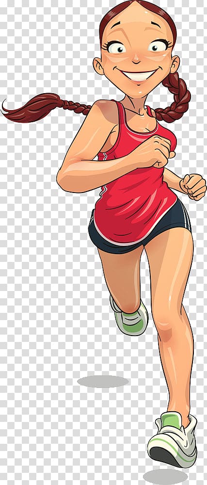 woman jogging illustration, Running Cartoon Sport Illustration, Running girl transparent background PNG clipart
