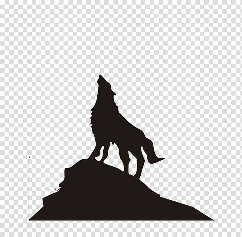 silhouette of wolf illustration, Dog Arctic wolf Dire wolf Eastern wolf Black wolf, Wolf silhouette on the mountain transparent background PNG clipart