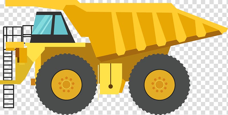 yellow dump truck illustration, Caterpillar Inc. Heavy equipment Bulldozer, Flat Truck transparent background PNG clipart