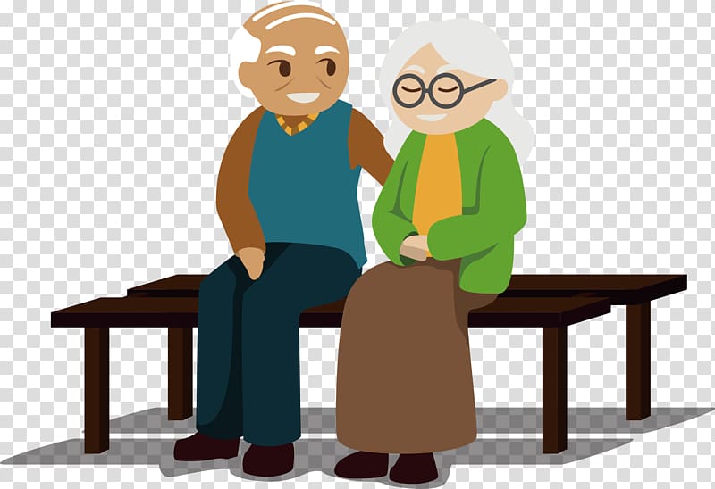 man and woman sitting on bench illustration, Investment Pension Retirement Saving, Old couple transparent background PNG clipart