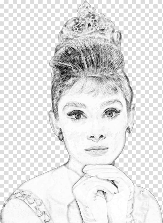 Audrey Hepburn Portrait Sketch, realistic sketch transparent background ...