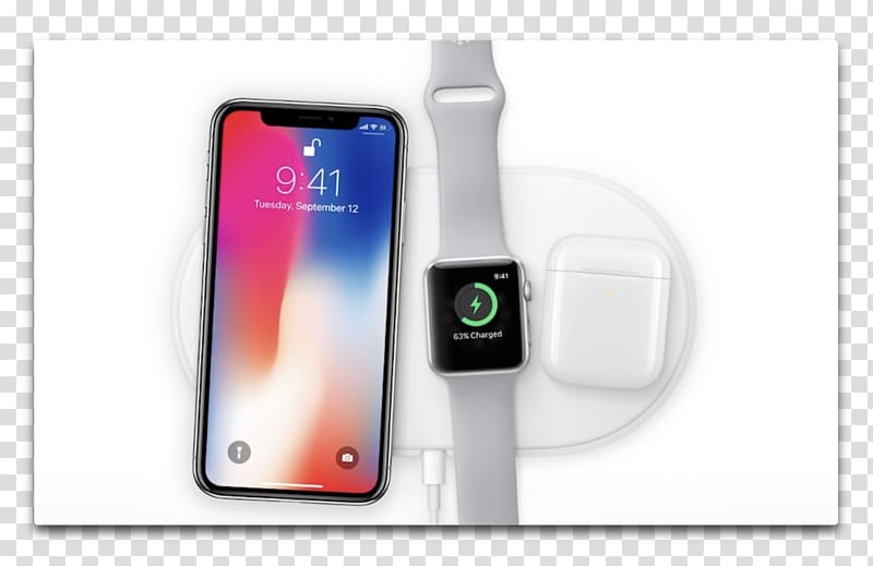 iPhone X Battery charger Apple iPhone 8 Plus AirPods AirPower, apple transparent background PNG clipart