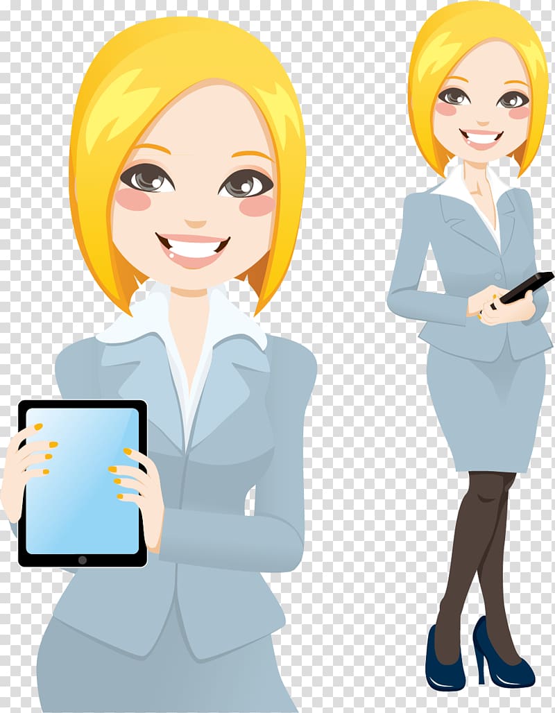 Cartoon Illustration, Business career woman material transparent background PNG clipart