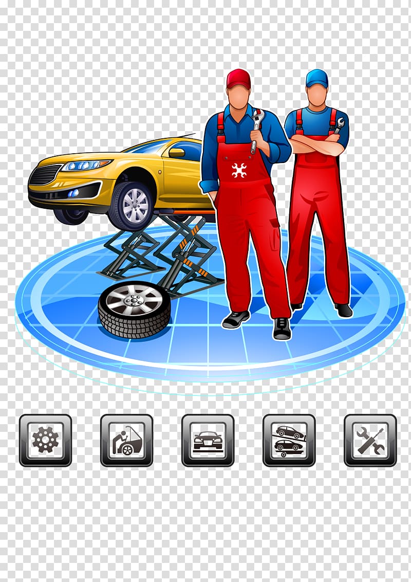 two men mechanics illustration, Car Maintenance, repair and operations Automobile repair shop Mechanic, car repair transparent background PNG clipart