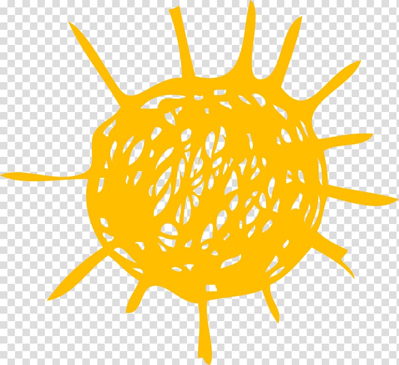 Illustration, Hand-painted yellow sun transparent background PNG clipart