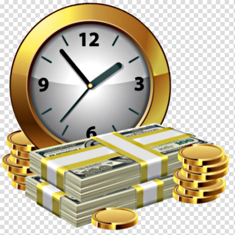 clock and banknotes illustration, Time value of money , budget transparent background PNG clipart