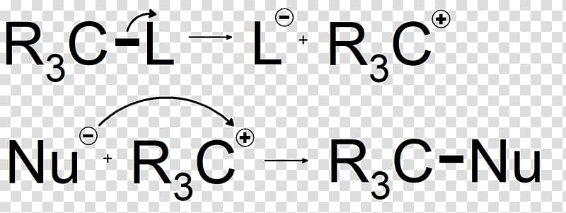 Arrow pushing SN1 reaction Solvolysis Substitution reaction Chemical reaction, transparent background PNG clipart