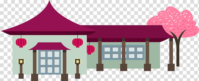 Japanese Cuisine Japanese architecture Architectural style, Flat cherry pavilion transparent background PNG clipart