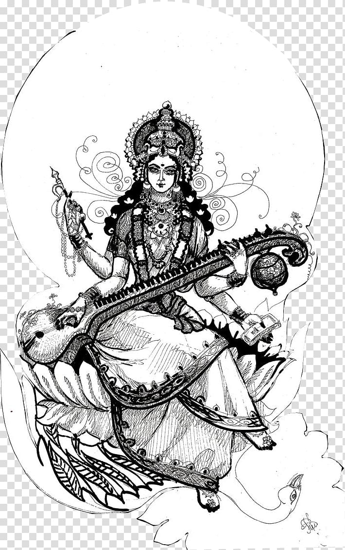 Saraswati Godess of Knowledge Drawing by Abhishek Chauhan - Fine Art America-saigonsouth.com.vn