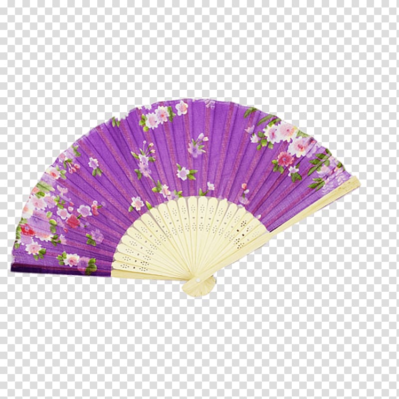 purple and multicolored floral hand fan illustration, Flowers Chinese Fan transparent background PNG clipart