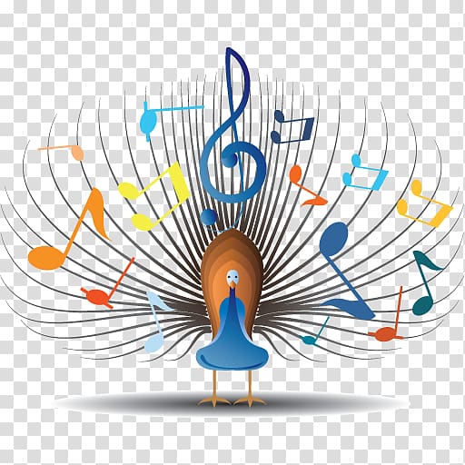 Music Free content , Hand-painted peacock notes transparent background PNG clipart