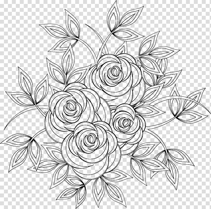 Floral design Line art Coloring book Drawing , rose lines transparent background PNG clipart