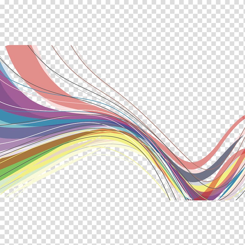 Multicolored Strands Color Line Wavy Lines Transparent Background