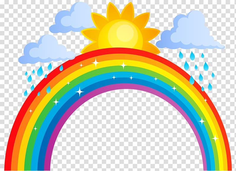 rainbow illustration, Rainbow , Rainbow Sun and Clouds transparent background PNG clipart