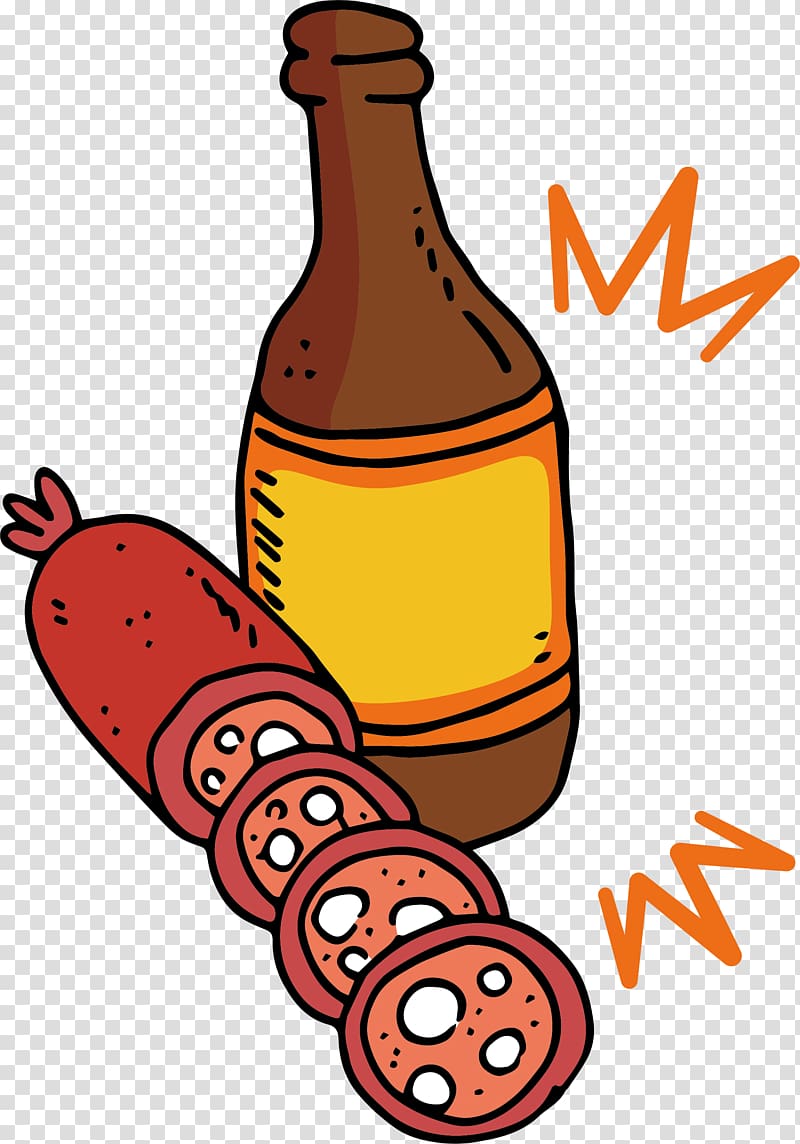 Sausage Beer Bratwurst Hot dog , Baked sausage Beer Poster transparent background PNG clipart