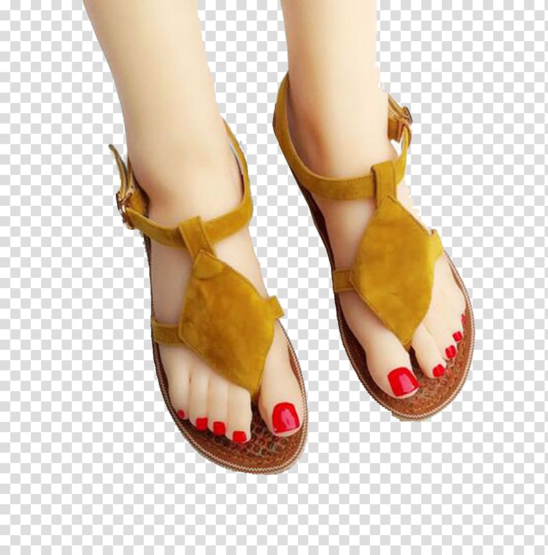 Slipper Sandal Flip-flops Shoe, Brown sandals transparent background PNG clipart