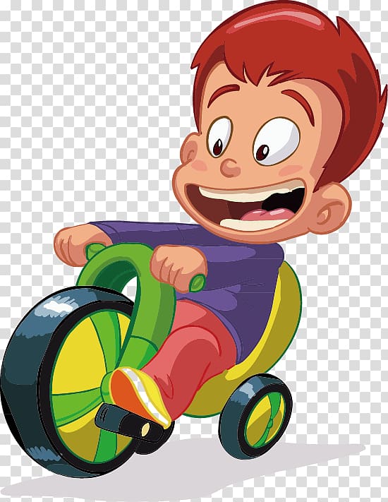 red-haired riding on bike , Bicycle Cartoon , Cute kids transparent background PNG clipart