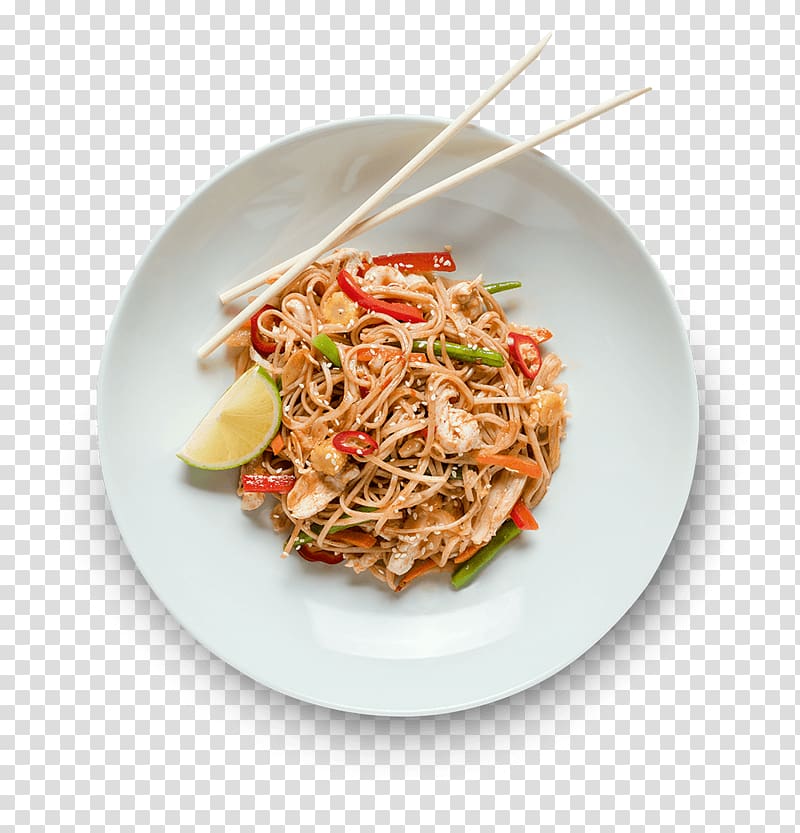 noodles with lime in plate, Thai cuisine Pad thai Dish Chinese noodles Asian cuisine, thai transparent background PNG clipart