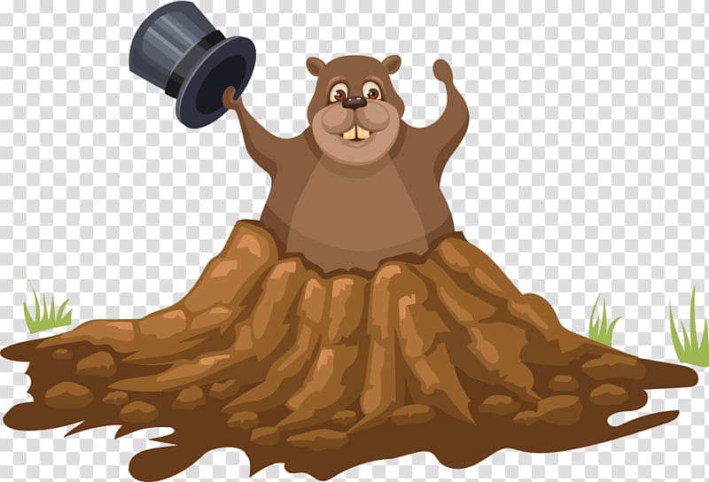 Groundhog Day Illustration, Tree cave bear transparent background PNG clipart