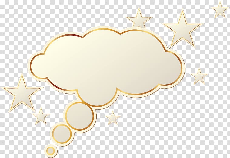 cloud with star , Yellow Material Pattern, Golden clouds speech bubble label sticker transparent background PNG clipart