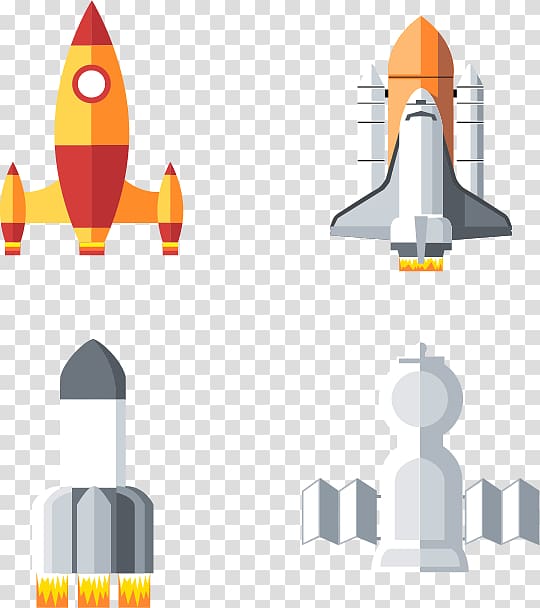 Rocket Spacecraft Outer space Satellite, Four kinds of spaceship transparent background PNG clipart